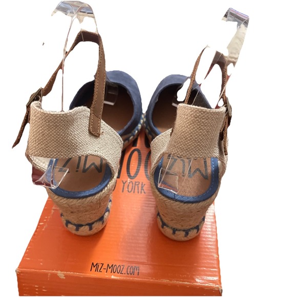 NIB Miz Mooz Women's Malena Wedge Sandals Ocean Blue Leather Women 38 Spain NEW - Picture 5 of 16